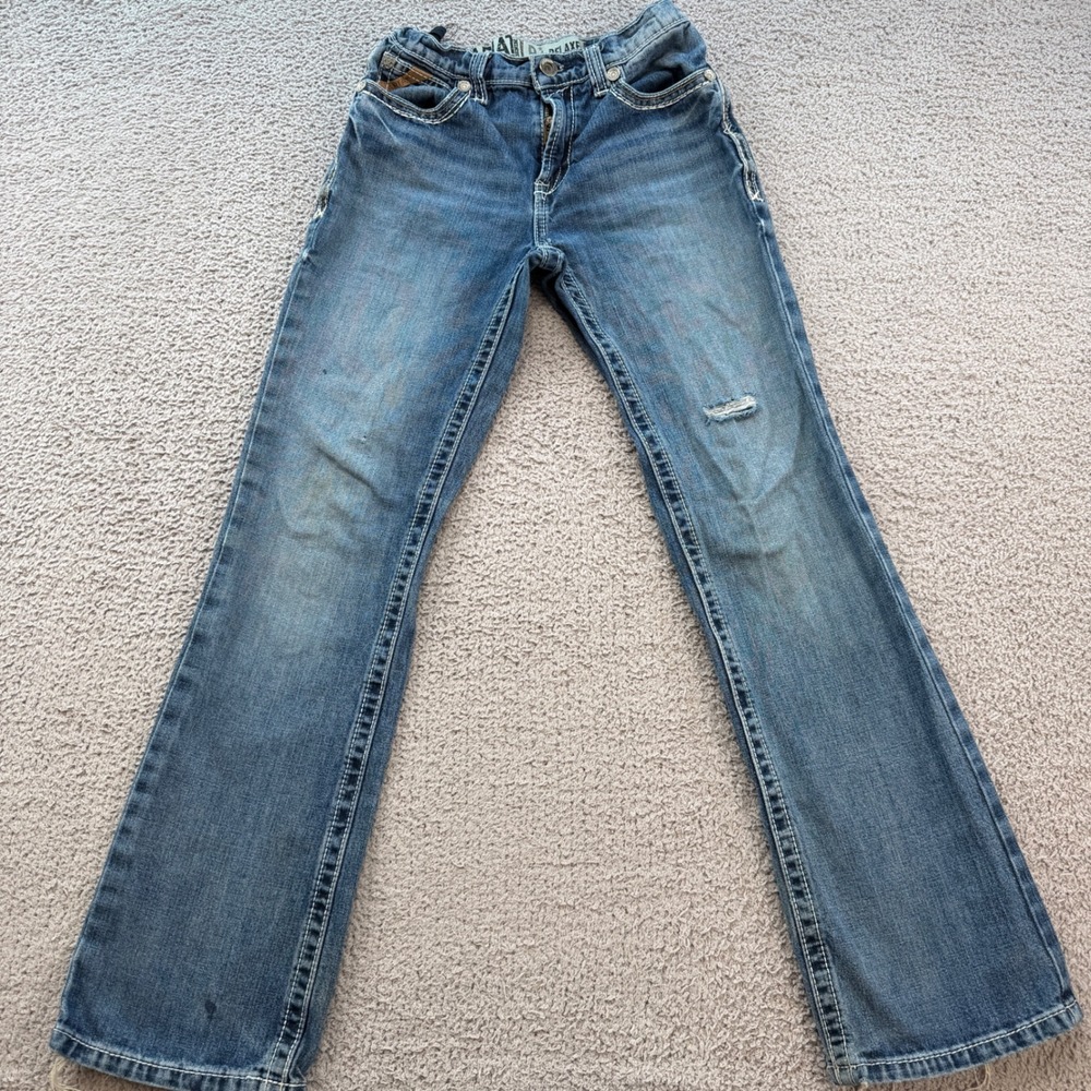 Ariat B4 Relaxed Girls Medium Wash Bootcut Jeans Size 14 Adjustable Waist